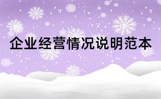 企業(yè)經(jīng)營情況說明范本