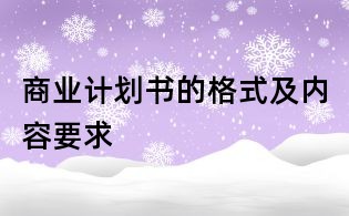 商業計劃書的格式及內容要求