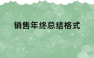 銷售年終總結(jié)格式