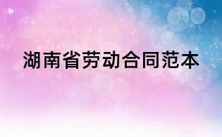 湖南省勞動(dòng)合同范本