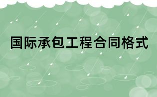 國際承包工程合同格式
