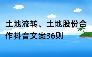 土地流轉、土地股份合作抖音文案36則
