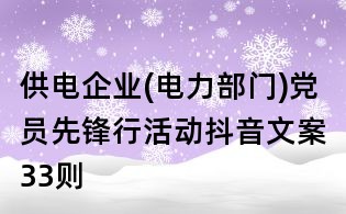 供電企業(yè)(電力部門(mén))黨員先鋒行活動(dòng)抖音文案33則