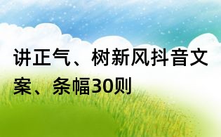 講正氣、樹(shù)新風(fēng)抖音文案、條幅30則