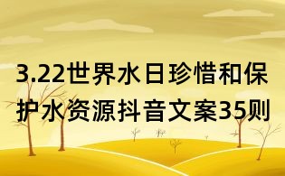 3.22世界水日珍惜和保護水資源抖音文案35則