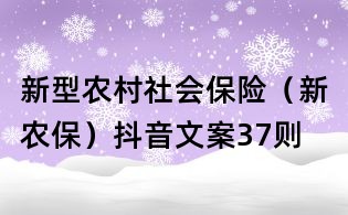 新型農村社會保險（新農保）抖音文案37則