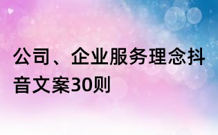 公司、企業(yè)服務理念抖音文案30則