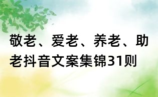 敬老、愛老、養老、助老抖音文案集錦31則