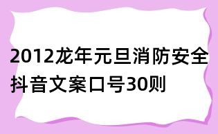 2012龍年元旦消防安全抖音文案口號30則