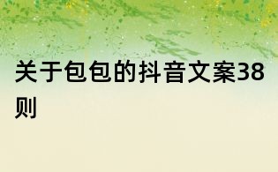 關(guān)于包包的抖音文案38則