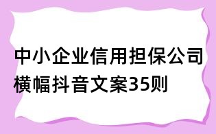 中小企業信用擔保公司橫幅抖音文案35則