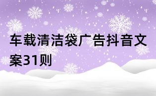 車載清潔袋廣告抖音文案31則