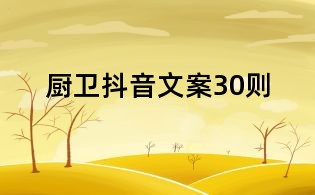 廚衛抖音文案30則