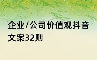 企業/公司價值觀抖音文案32則