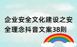 企業安全文化建設之安全理念抖音文案38則