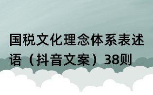 國稅文化理念體系表述語(抖音文案)38則