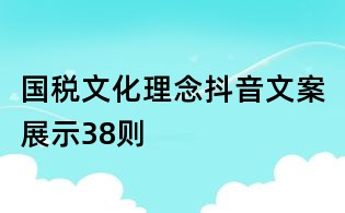 國(guó)稅文化理念抖音文案展示38則