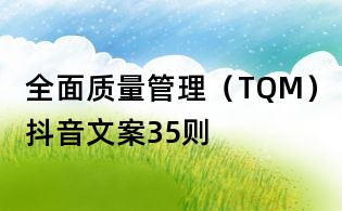 全面質量管理(TQM)抖音文案35則