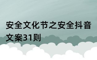 安全文化節(jié)之安全抖音文案31則