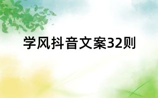 學(xué)風(fēng)抖音文案32則
