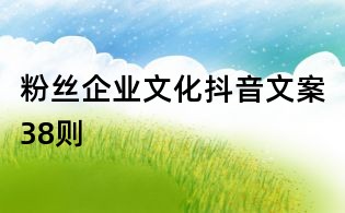 粉絲企業(yè)文化抖音文案38則