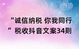 “誠信納稅 你我同行”稅收抖音文案34則