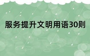 服務(wù)提升文明用語30則