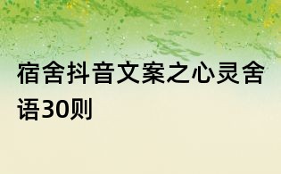 宿舍抖音文案之心靈舍語30則