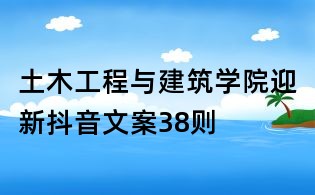 土木工程與建筑學院迎新抖音文案38則