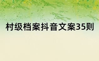 村級檔案抖音文案35則