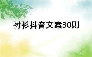 襯衫抖音文案30則