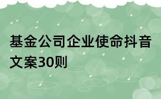基金公司企業使命抖音文案30則