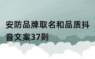 安防品牌取名和品質抖音文案37則