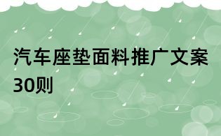 汽車座墊面料推廣文案30則