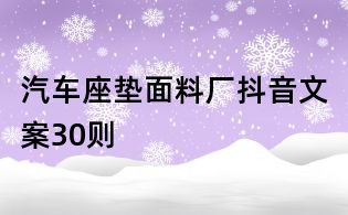 汽車座墊面料廠抖音文案30則