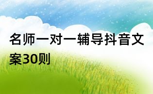 名師一對一輔導(dǎo)抖音文案30則