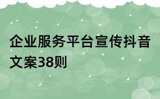 企業(yè)服務(wù)平臺宣傳抖音文案38則