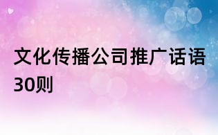 文化傳播公司推廣話語30則