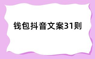 錢包抖音文案31則