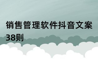 銷售管理軟件抖音文案38則