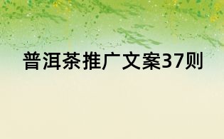 普洱茶推廣文案37則