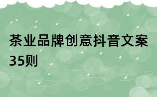 茶業品牌創意抖音文案35則