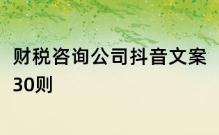 財稅咨詢公司抖音文案30則