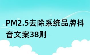 PM2.5去除系統品牌抖音文案38則
