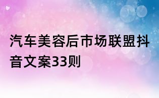 汽車美容后市場聯盟抖音文案33則