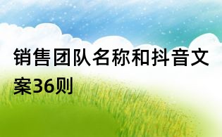 銷售團(tuán)隊(duì)名稱和抖音文案36則