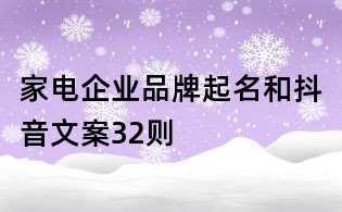 家電企業品牌起名和抖音文案32則