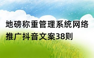地磅稱重管理系統網絡推廣抖音文案38則