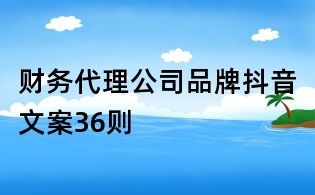 財務代理公司品牌抖音文案36則