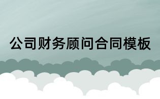 公司財務(wù)顧問合同模板